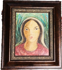 Framed Mixed Media on paper signed Víctor Manuel