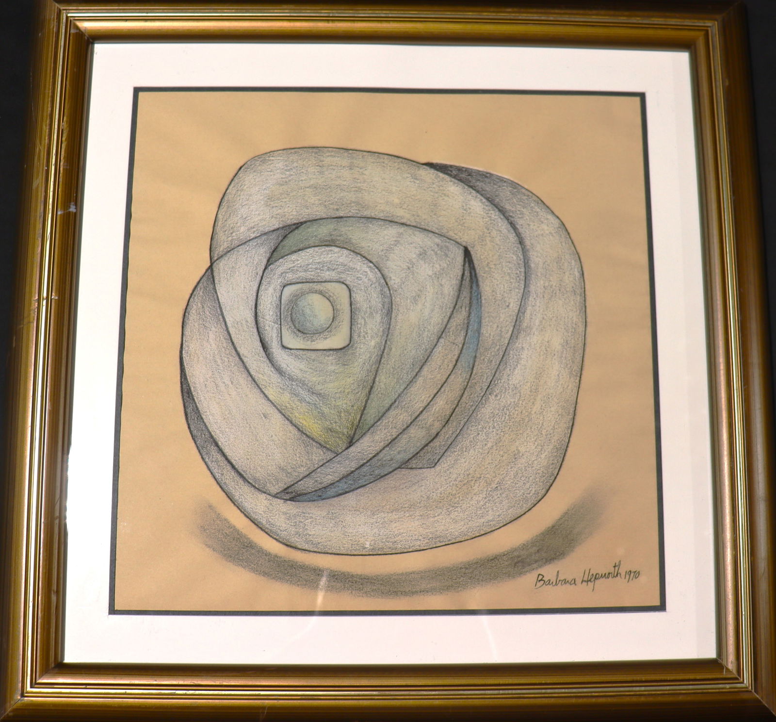 Framed Charcoal and Pastel on Paper signed Barbara Hepworth and dated 1970 (1 of 4)
