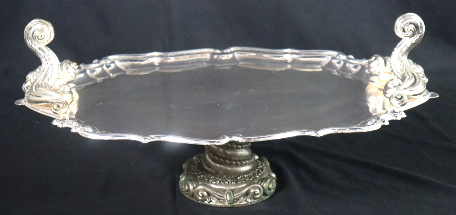 Large Fautin Italian Silverplate Cake Stand, signed "Fautin" (1 of 9)