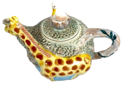 VINTAGE STRATA GROUP JUNGLE SPREE CERAMIC GIRAFFE TEA POT