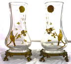A pair of crystal vases from possibly late 19th century, in a Japanism style.