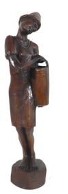 Wooden Carved Haitian Sculpture Signed L.Booz