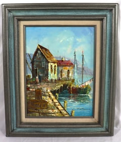 Framed oil on canvas painting signed T. Carson