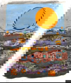 Vintage ceramic art with an abstract landscape design signed Picasso