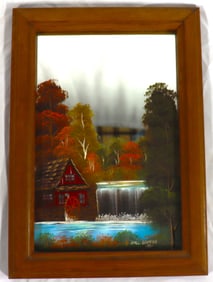 Framed Mixed Media on Mirror signed Bill Grubbs and dated 88