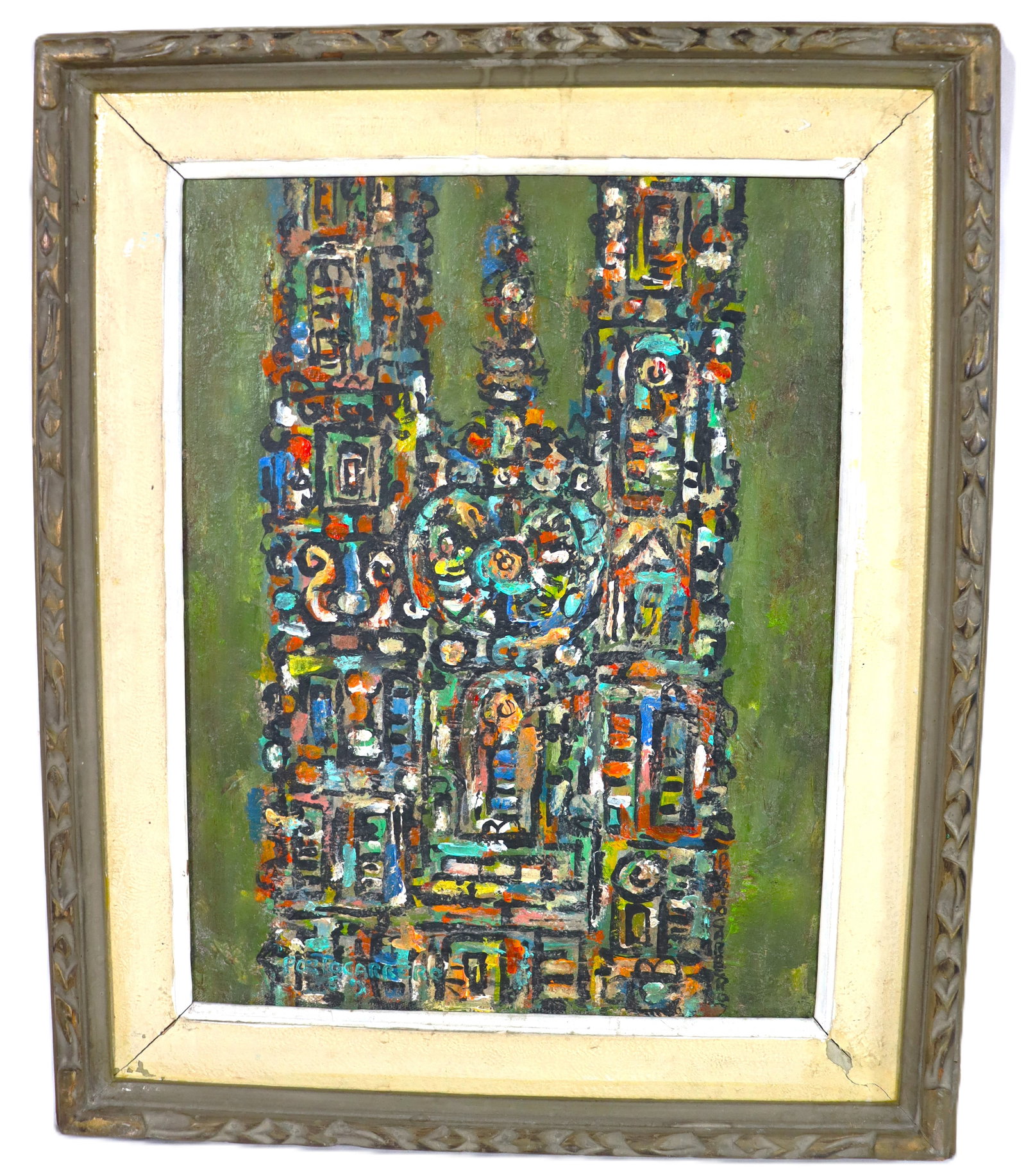 Frame Oil on Canvas signed Portocarrero lower left (1 of 8)