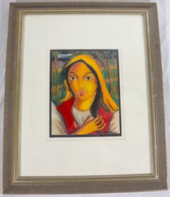Framed Mixed Media on paper signed Víctor Manuel