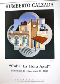 A poster for an art exhibition titled "Cuba: La Hora Azul" by the Cuban American artist Humberto