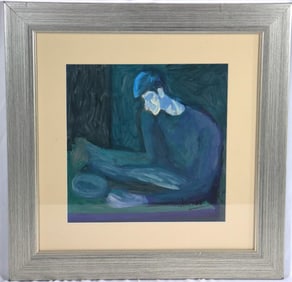 Framed reproduction on Paper of the painting The Blind Man's Meal by Pablo Picasso.