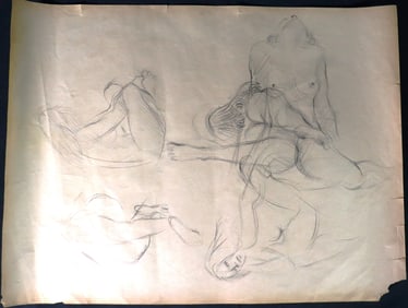 Unframed Sketch on paper unsigned Study of Nude Figures