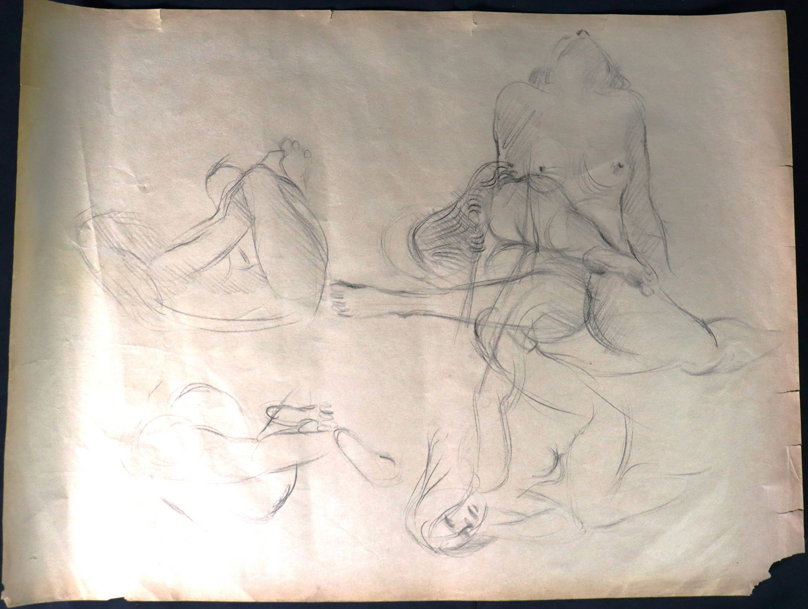 Unframed Sketch on paper unsigned Study of Nude Figures (1 of 4)