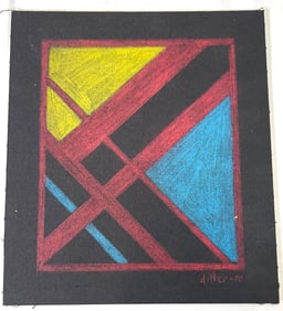 Fabric glued on cardboard signed DILLET and dated 50 lower right