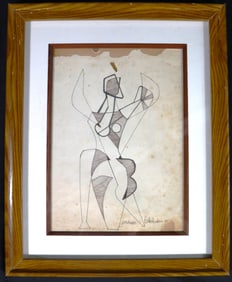 Framed Mixed media on paper signed JOHANNES MOLZAHN lower right