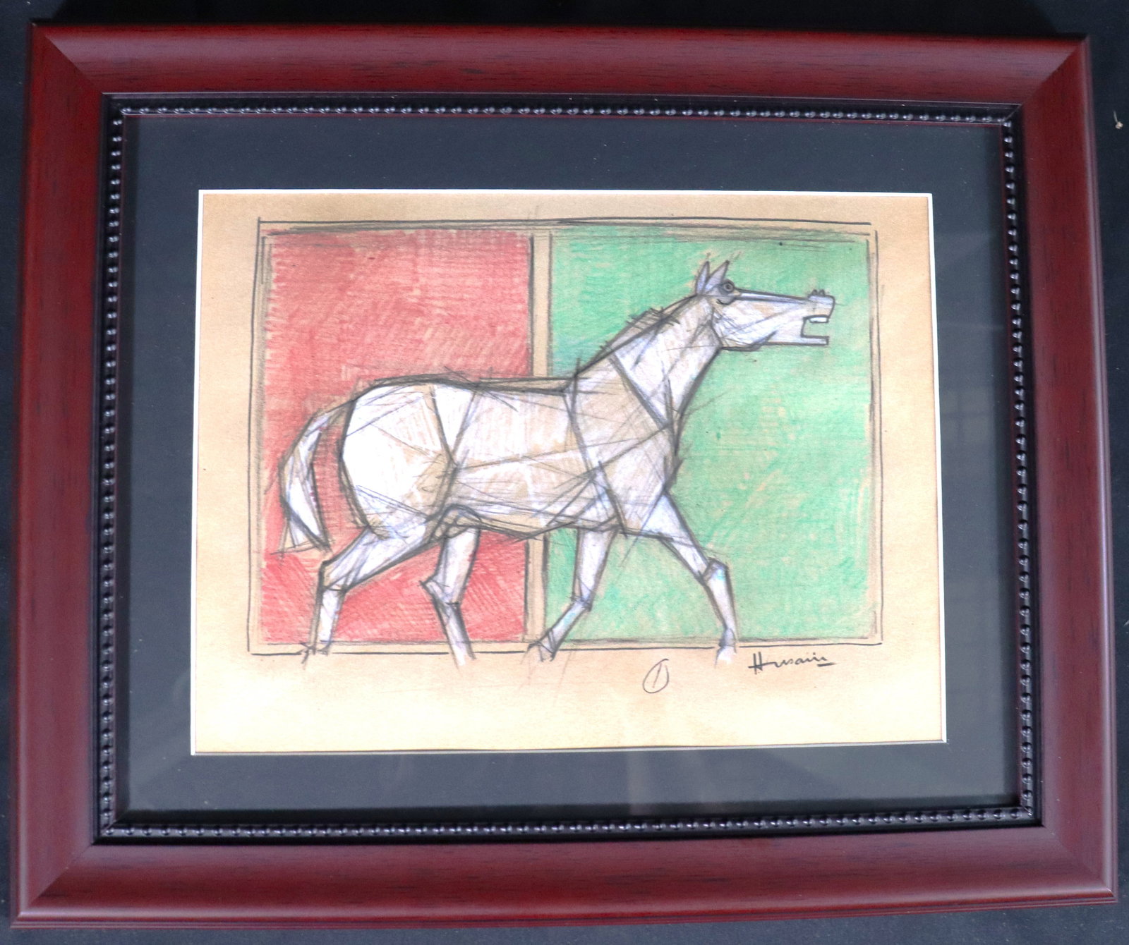 Framed Mixed media on paper signed Maqbool Fida Husain lower right: Framed Mixed media on paper signed Maqbool Fida Husain lower right Maqbool Fida Husain (1915-2011 INDIAN) We do not have a COA for this piece and is therefore being sold in the manner of M