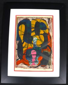 Framed Mixed Media on paper signed PEDRO CORONEL