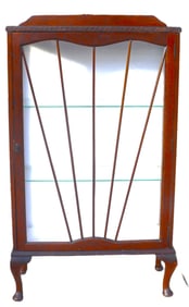 A Queen Anne style mahogany vitrine or curio cabinet.