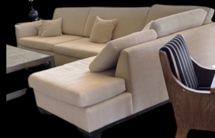 An L-shaped configuration for a beige Two-piece sectional sofa