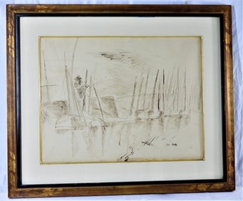 JEAN DUFY (1888-1964): VOILIERS, A Drawing original French Post-Impressionist drawing