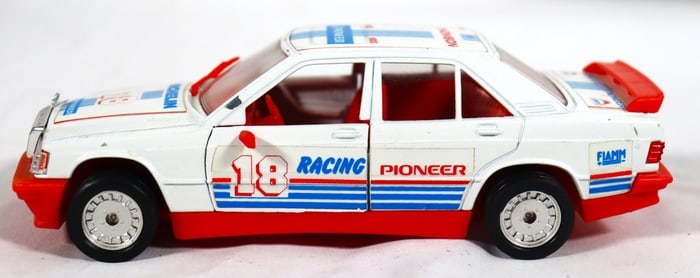 Vintage die-cast model of a Mercedes-Benz 190E 2.3-16 race car. 1:25 Scale by Polistil