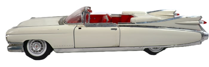 Vintage 1959 Cadillac Eldorado Biarritz die-cast scale model car, manufactured by Maisto.  No Box