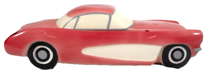 Vintage ceramic collectible in the shape of a classic Chevrolet Corvette. Made in USA dated 1987