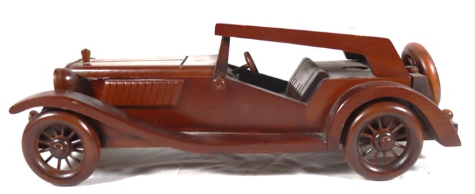 Vintage Wooden Car Model 1945 MG TC 1980's
