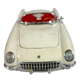 Vintage MIRA die-cast model of a 1953 Chevrolet Corvette White with a red interior