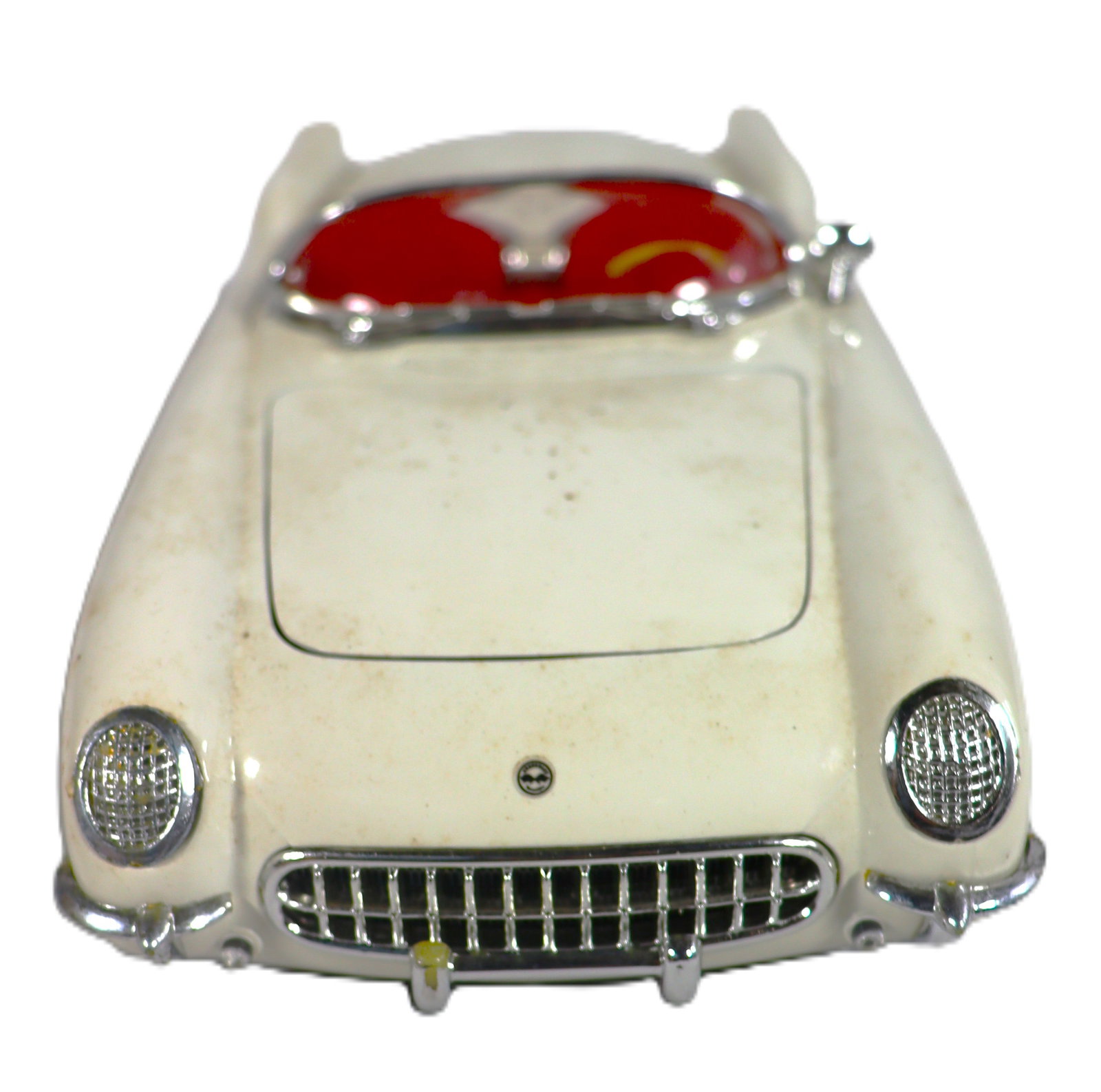 Vintage MIRA die-cast model of a 1953 Chevrolet Corvette White with a red interior: Vintage MIRA die-cast model of a 1953 Chevrolet Corvette White with a red interior made in Spain The car was the first American car to use a fiberglass body and only 300 were built in its first