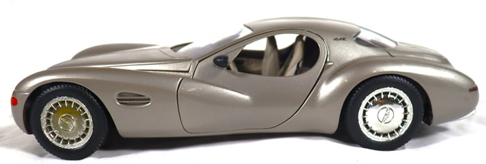 Vintage  diecast model of the 1995 Chrysler Atlantic concept car, likely a 1:18 scale model produced