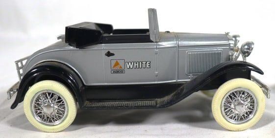 Vintage Liberty Classics 1930 Ford Model A Roadster die-cast bank, branded for White AGCO.