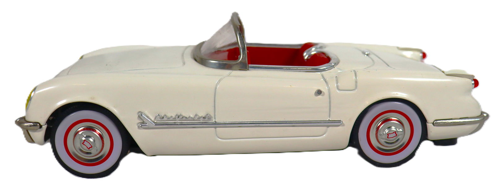 Vintage 1953 Chevrolet Corvette – White and Red Interior Retro Diecast Model:  Vintage 1953 Chevrolet Corvette – White and Red Interior Retro Diecast ModelThe original 1953 Corvette was the first American car to use a fiberglass body. The model is often