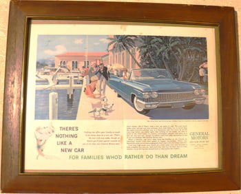 Framed Vintage print advertisement for General Motors cars from 1960.