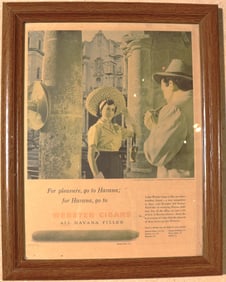 Framed vintage advertisement for Webster Cigars