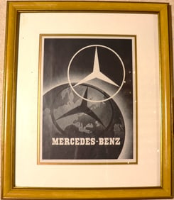 Framed  vintage Mercedes-Benz promotional image, likely from a brochure, possibly dating to the late