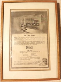 Framed vintage print advertisement for Crisco shortening,