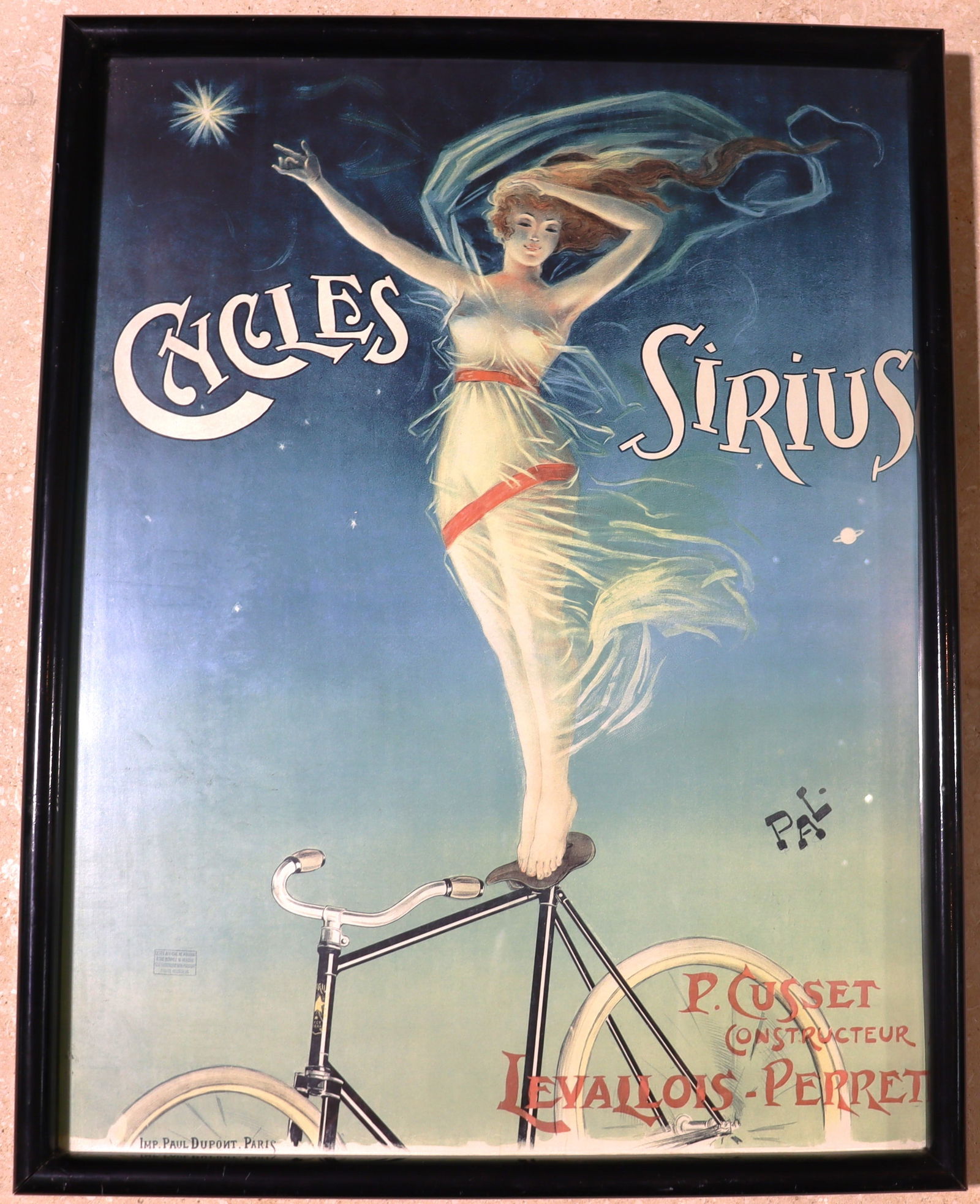 Framed vintage French advertising poster for Cycles Sirius bicycles (1 of 5)