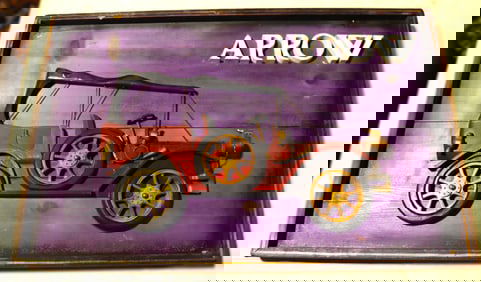 Framed Vintage 3D car and the word "ARROW."