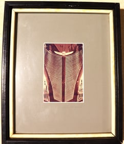 Framed image shows the front grille and emblem of a 1939 Cadillac