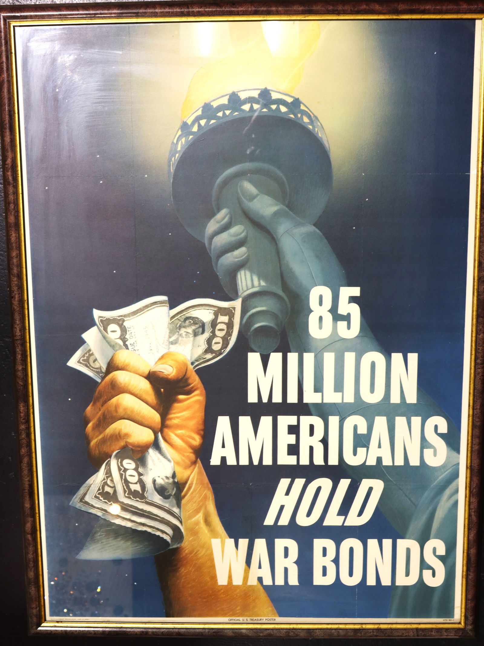 Framed Vintage 1945 85 million Americans Hold War Bonds Poster US Treasury (1 of 8)