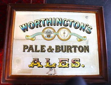 Large Framed Vintage Pub Sign and Mirror