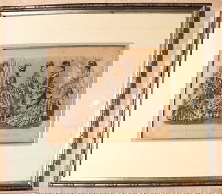 Framed fashion plate from Godey's Lady's Book for February 1875