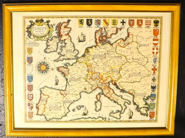 Framed reproduction of an antique map titled "Europae 1500"