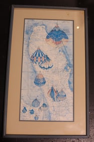 Framed print of the hot air balloons flight over the state of Florida signed by Phyllis Sheffield