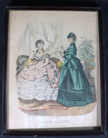 Framed Colored Print Titled La Mode Illustree from France