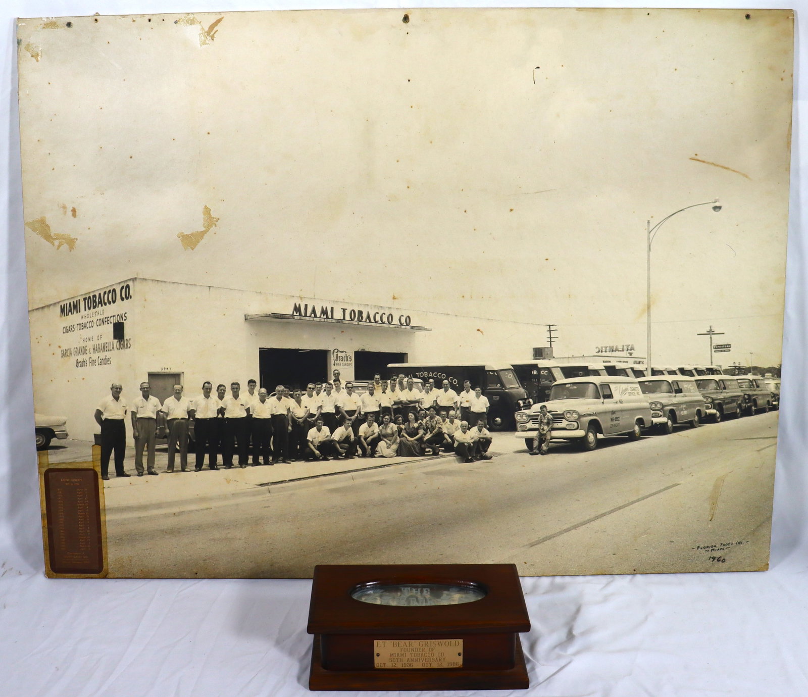 A photograph of the Miami Tobacco Co. staff and fleet in 1960 with cigar humidifier box that was (1 of 19)