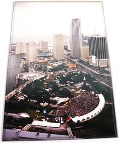 Framed Photograph of aerial view of Bayfront Park in Downtown Miami during the Ultra Music Festival
