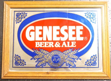 Framed Vintage Genesee Beer & Ale mirror Pub Sign