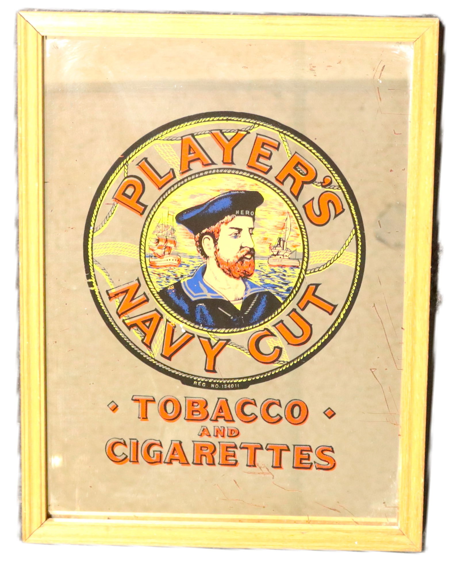 Framed Vintage Player's Navy Cut Mirror Pub Sign (1 of 4)