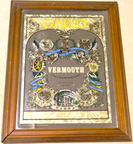 Framed Vintage Gallo Extra Dry Vermouth Mirror pub Sign