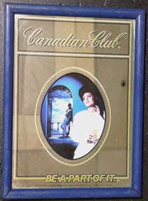 Framed Vintage Canadian Club Mirror Pub Sign